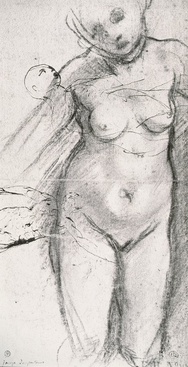 Studie nahé ženy po kolena od Jacopo Pontormo
