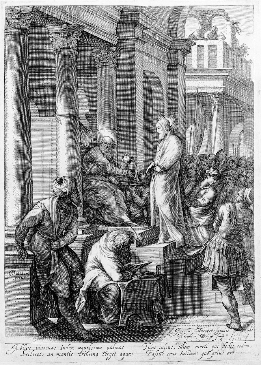 Kristus před Pilátem, vyryl Nicolaes Braeu od Jacopo Robusti Tintoretto