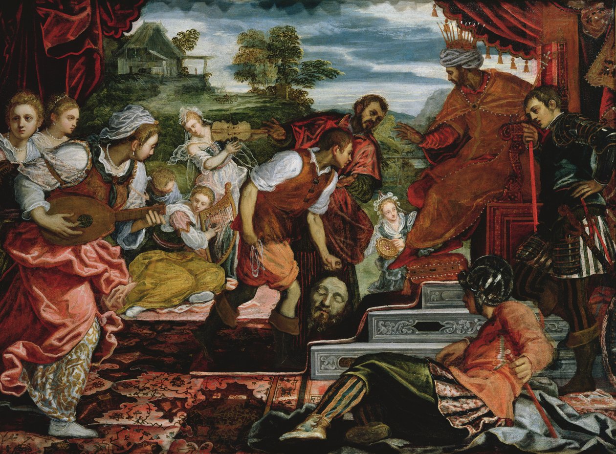 David a Goliáš olej na plátně od Jacopo Robusti Tintoretto