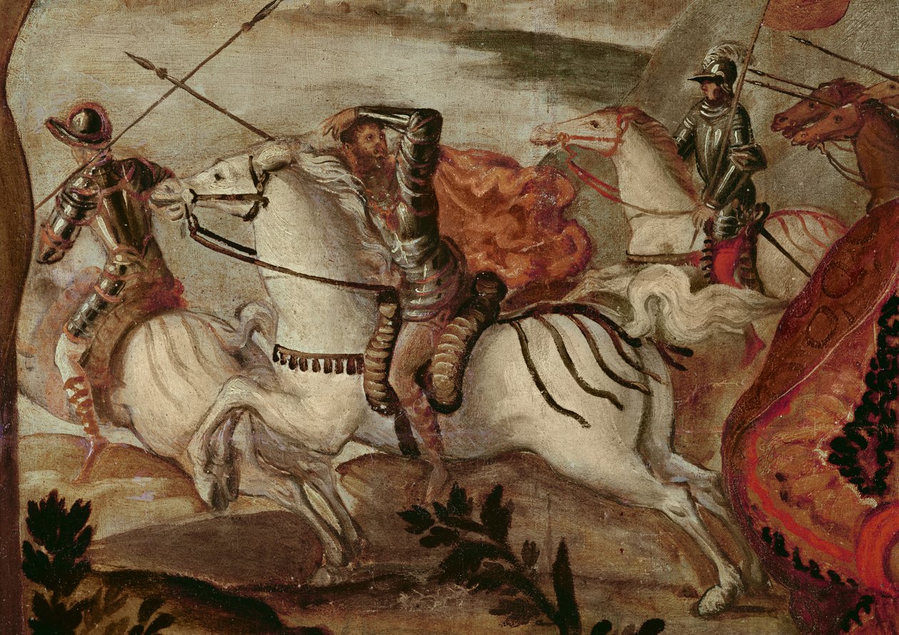 Detail kavaleristy z Ukřižování (detail 444238) od Jacopo Robusti Tintoretto