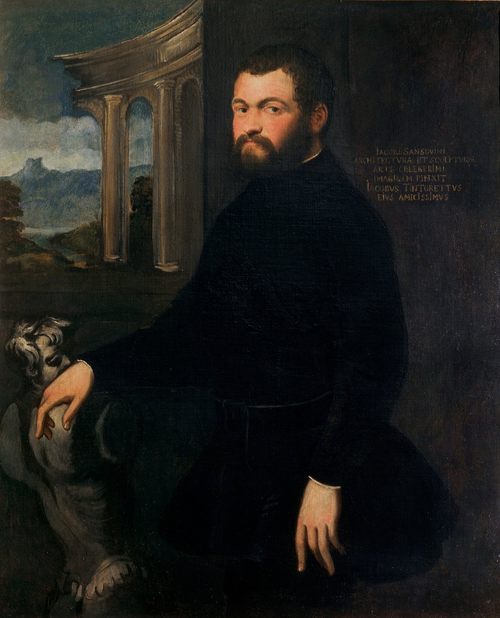 Jacopo Sansovino (1486-1570), původně Tatti, sochař a státní architekt v Benátkách od Jacopo Robusti Tintoretto
