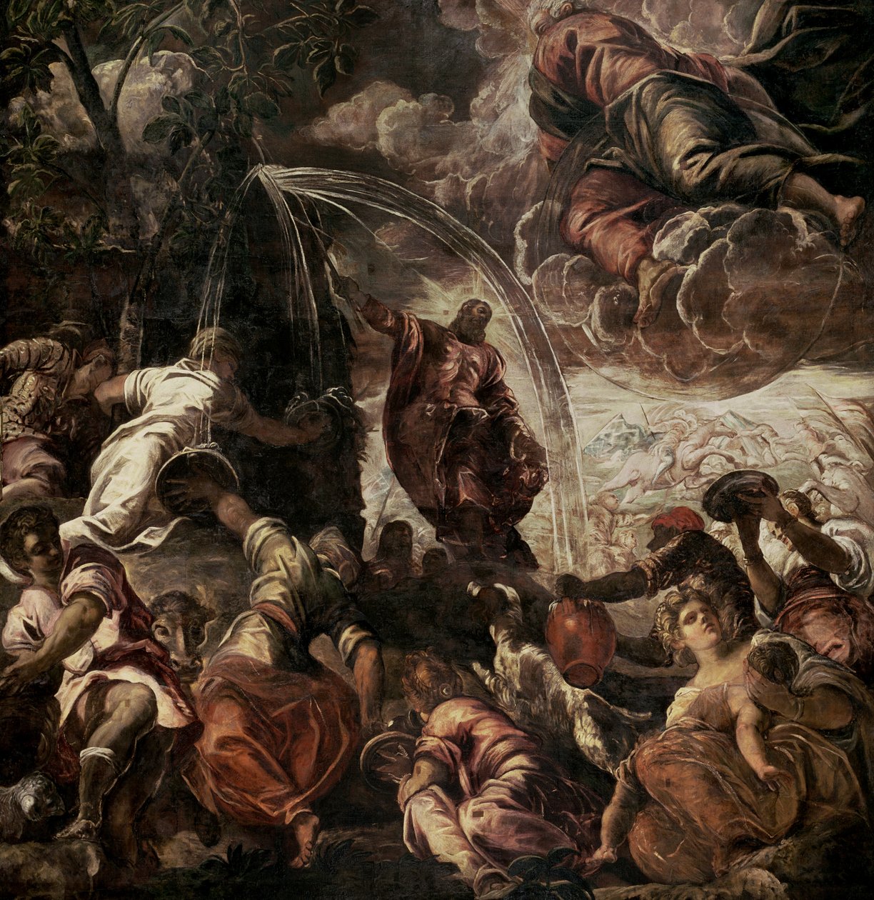Mojžíš udeřil vodu ze skály, 1575 od Jacopo Robusti Tintoretto