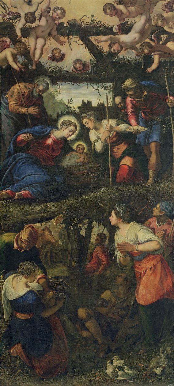 Narození Páně a klanění od Jacopo Robusti Tintoretto