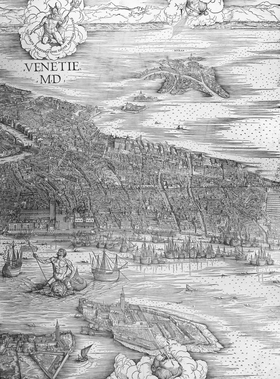 Velký perspektivní plán – Benátky, cca 1500 (střední část) od Jacopo de Barbari
