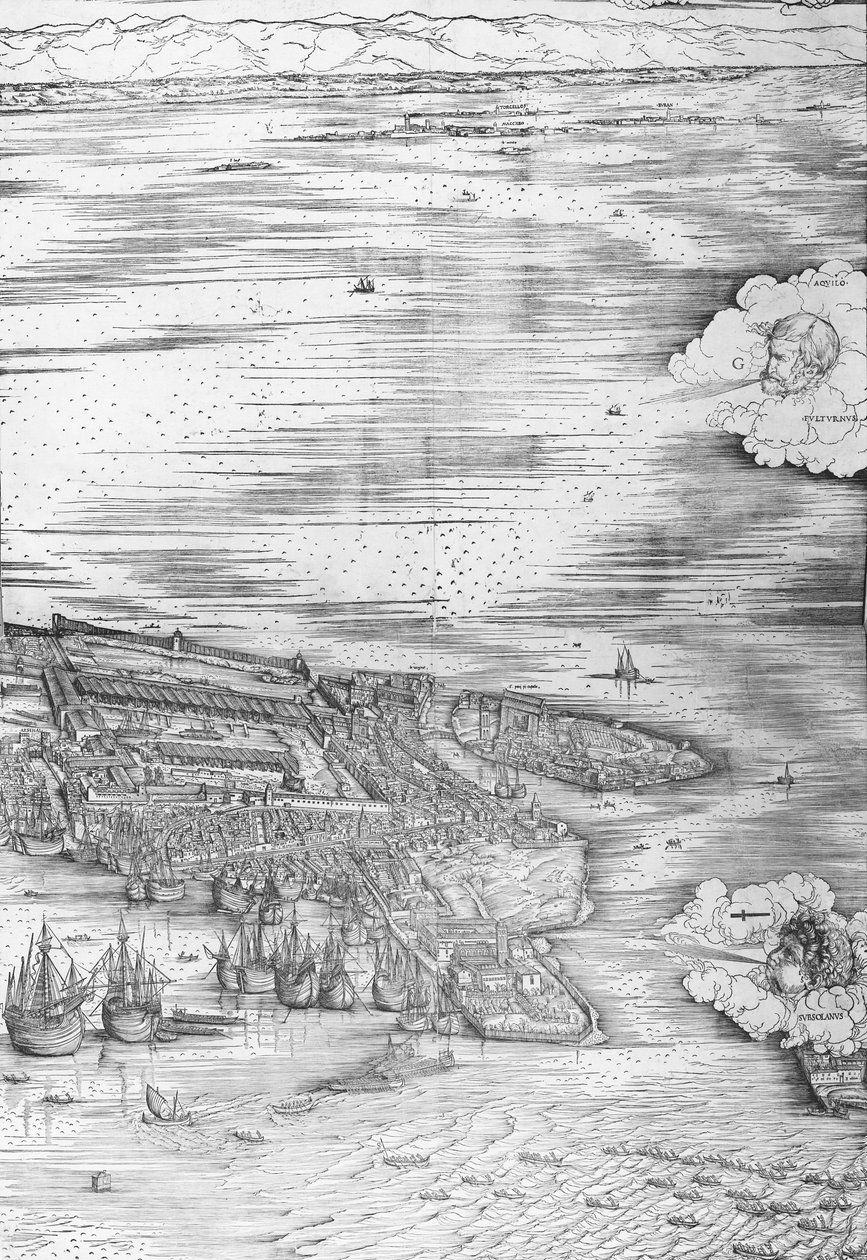 Velký perspektivní plán – Benátky, cca 1500 (pravá strana) od Jacopo de Barbari