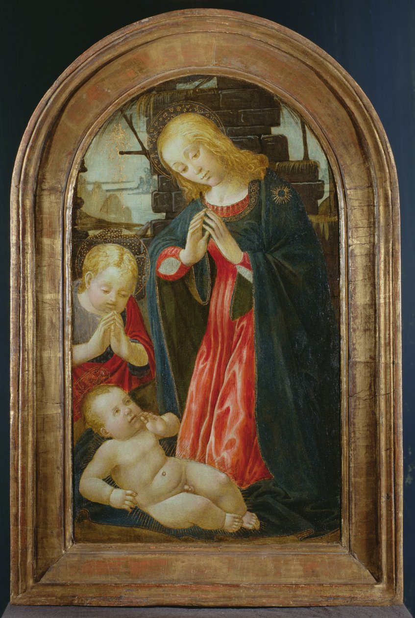 Madona s dítětem a malým Janem Křtitelem (tempera na desce) od Jacopo del Sellaio