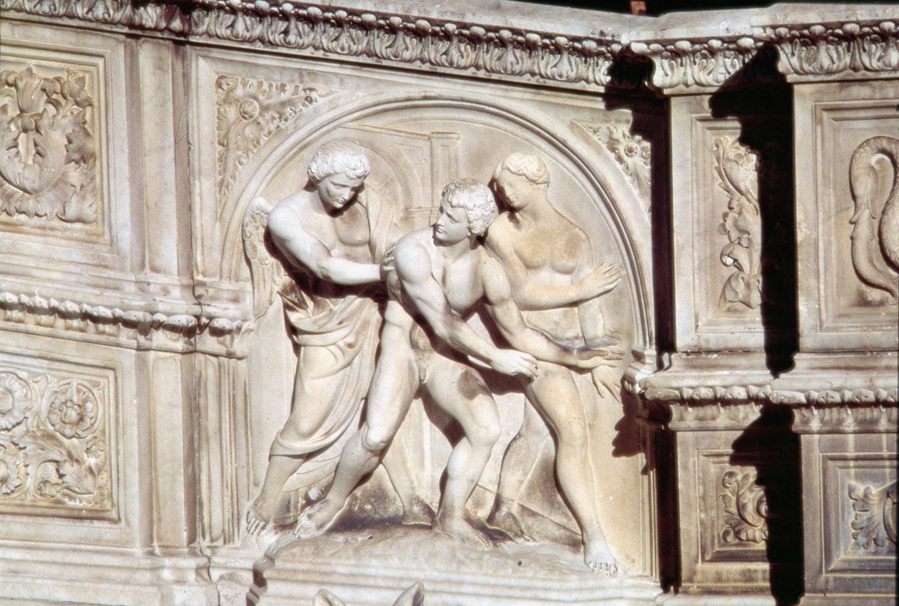 Fonte Gaia (mramor) (detail) od Jacopo della Quercia
