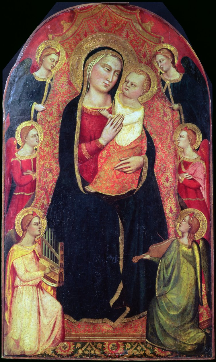 Panna a dítě na trůnu s anděly od Jacopo di Cione