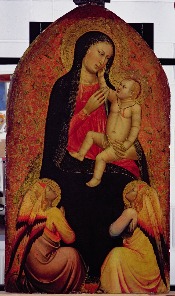 Panna a dítě se dvěma anděly (tempera na panelu) od Jacopo di Cione