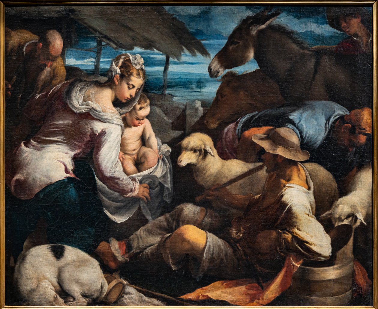 Klanění pastýřů od Jacopo (1510 92) Bassano