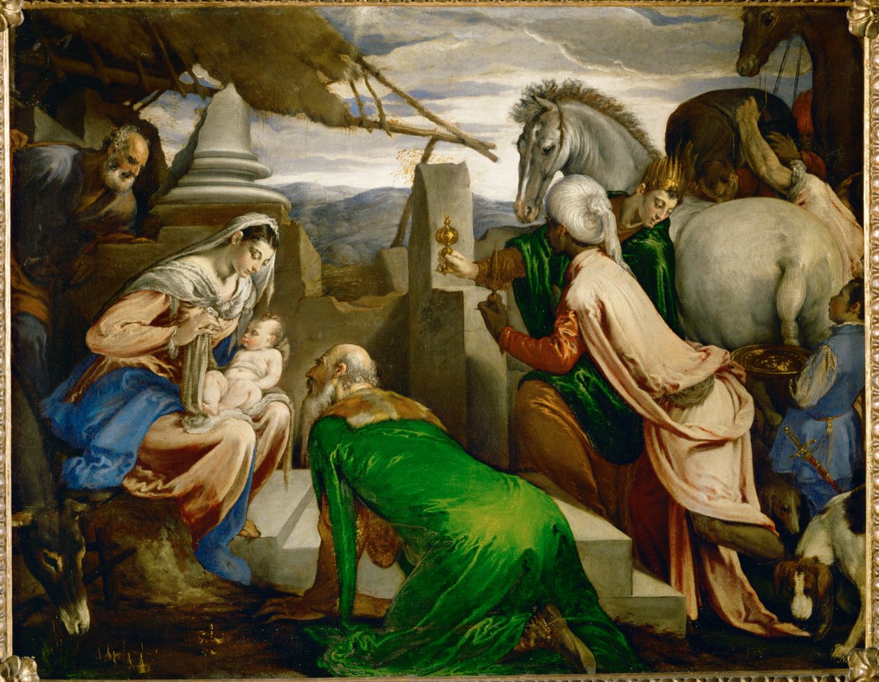 Klanění mudrců ... (olej na plátně) od Jacopo (1510 92) Bassano