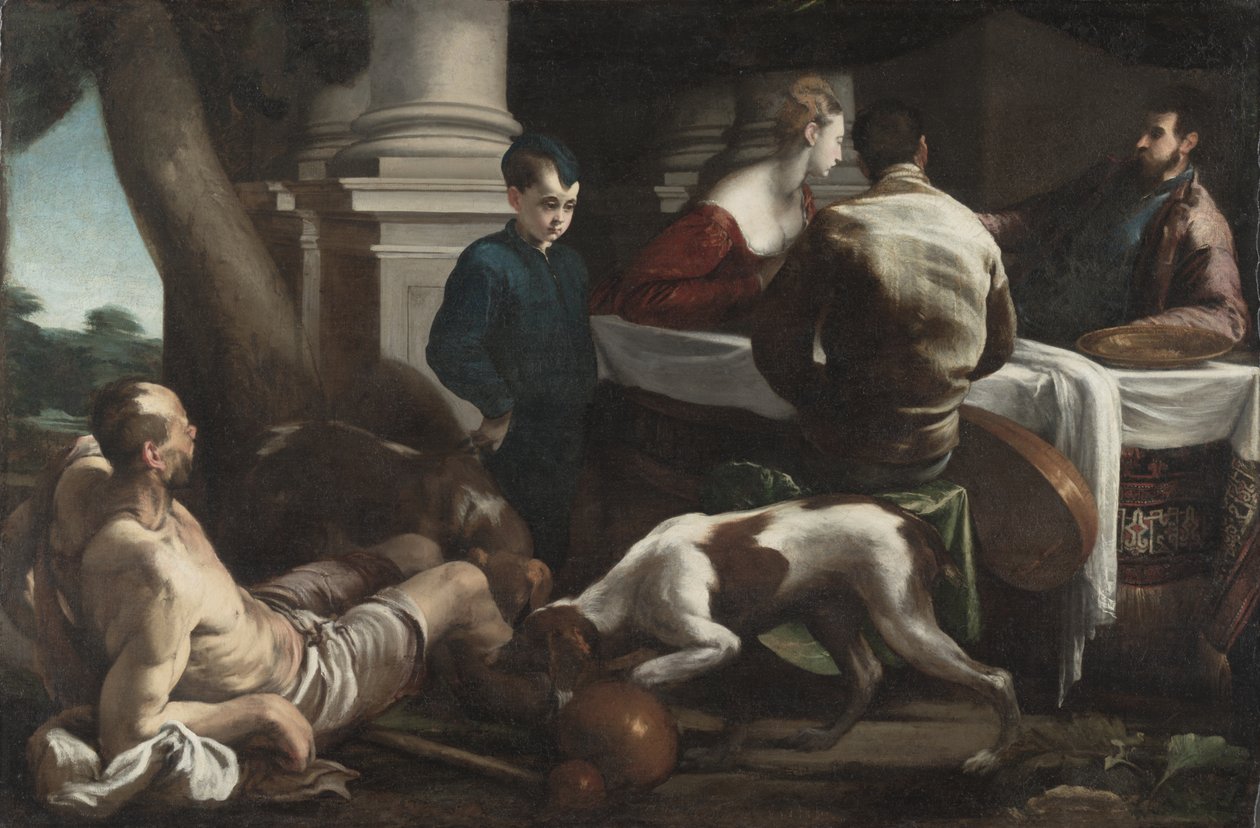 Lazarus a bohatý muž, kolem 1550 (olej na plátně) od Jacopo Bassano