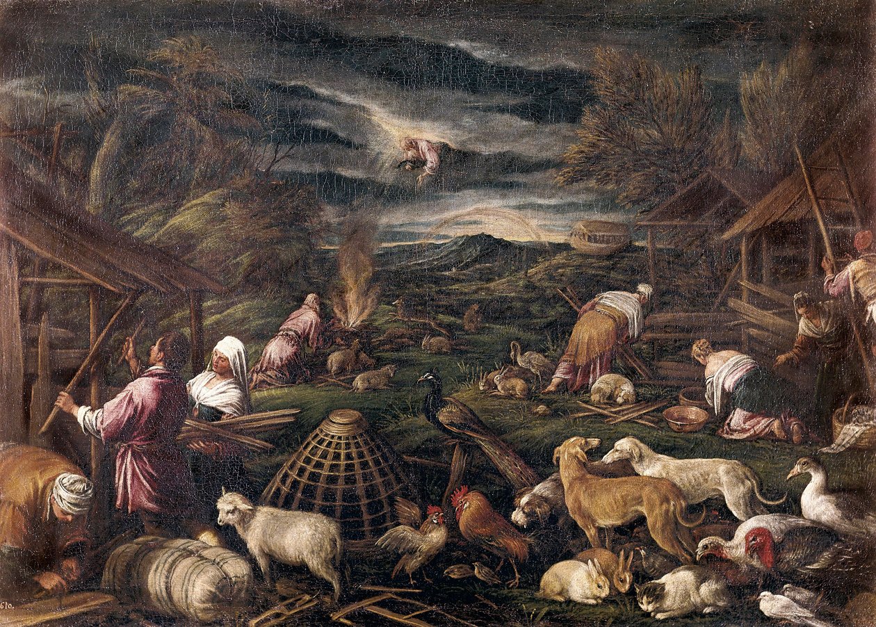 Noe po potopě. Obraz Jacopo da Ponte, zvaný Jacopo Bassano (1515-1592) od Jacopo Bassano