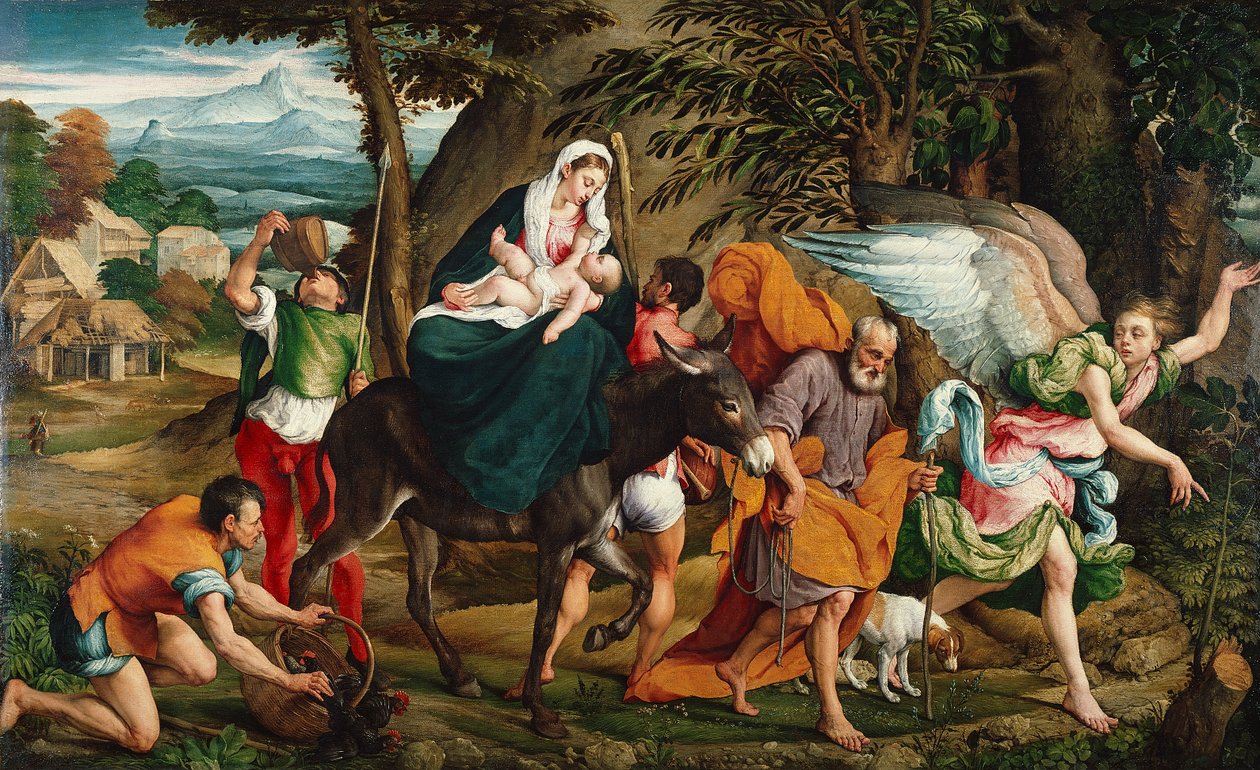 Útěk do Egypta, asi 1544-45 (olej na plátně) od Jacopo (1510 92) Bassano