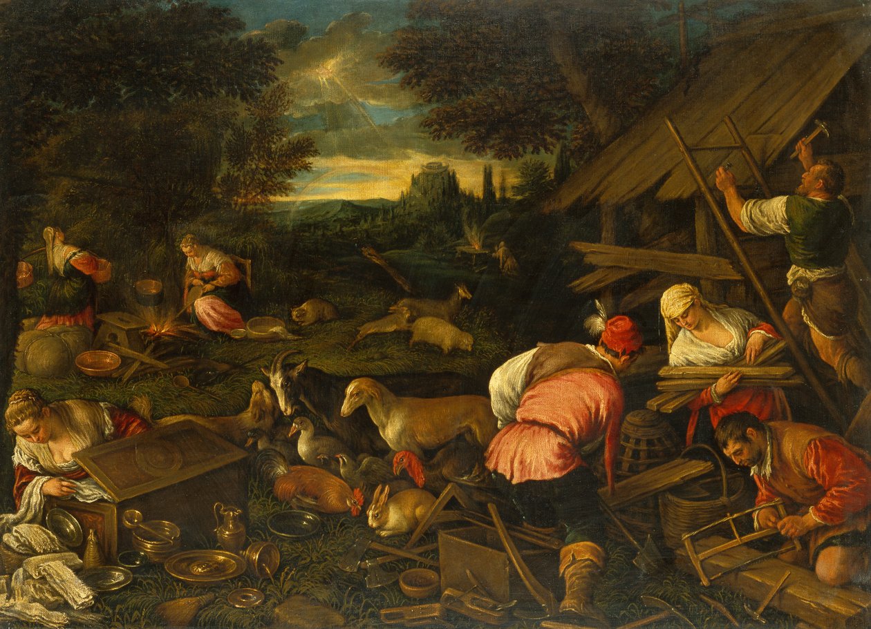 Bůh mluví k Noemovi po potopě, kolem roku 1578 (olej na plátně) od Jacopo and Bassano Francesco (F. da Ponte) Bassano