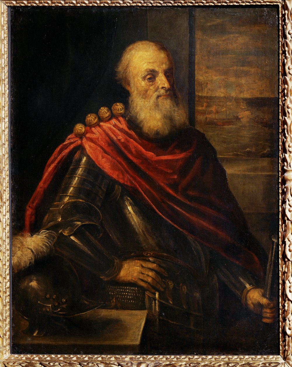 Portrét Vincenza Cappella, benátského admirála, známý také jako Portrét Nicolo Capella, "guvernéra" galéry ... od Jacopo (c.1480 1528) Palma
