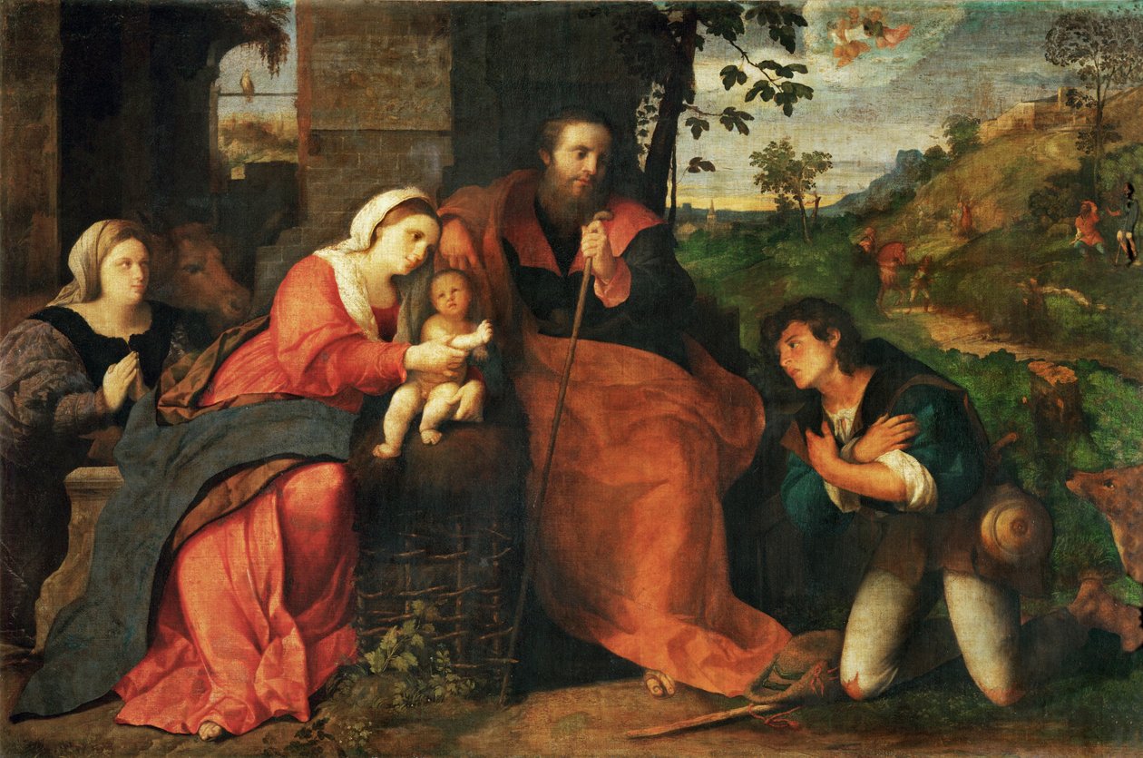 Klanění pastýřů s dárkyní... od Jacopo (c.1480 1528) Palma