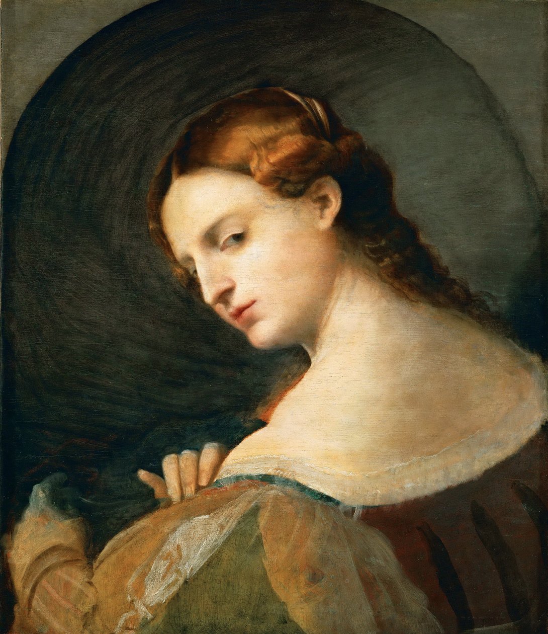 Portrait de jeune femme de profil - Portrét mladé ženy z profilu, od Palma il Vecchio, Jacopo, starší (1480-1528). Olej na dřevě, c. 1520. Rozměr : 49x42,4 cm. Uměleckohistorické muzeum, Vienne od Jacopo (c.1480 1528) Palma