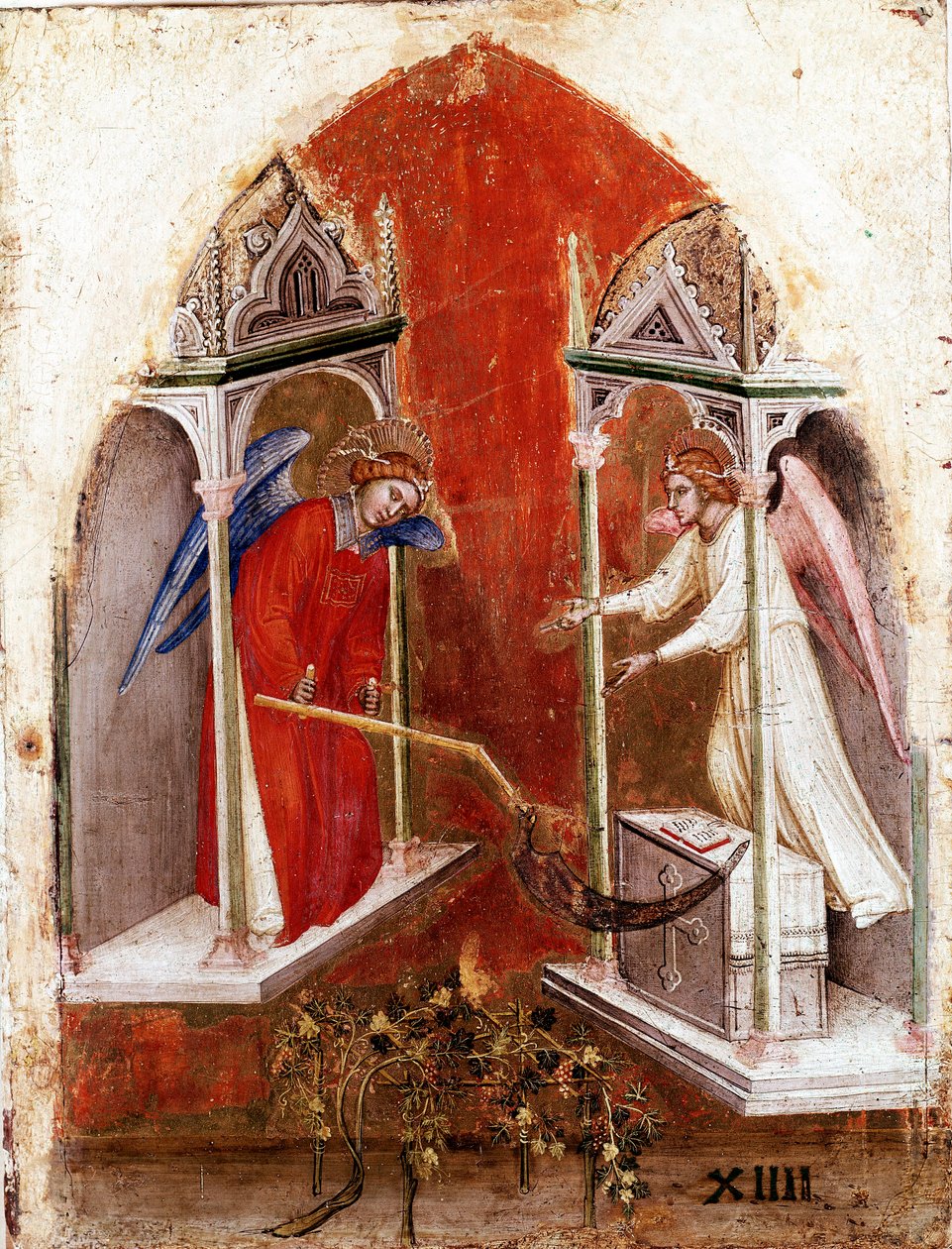 Polyptych Apokalypsy: vnitřní levý panel. Sklizeň. Detrempe na dřevě od Jacobella Alberegna (cca 1367-1397) 1360-1390. Gallerie dell