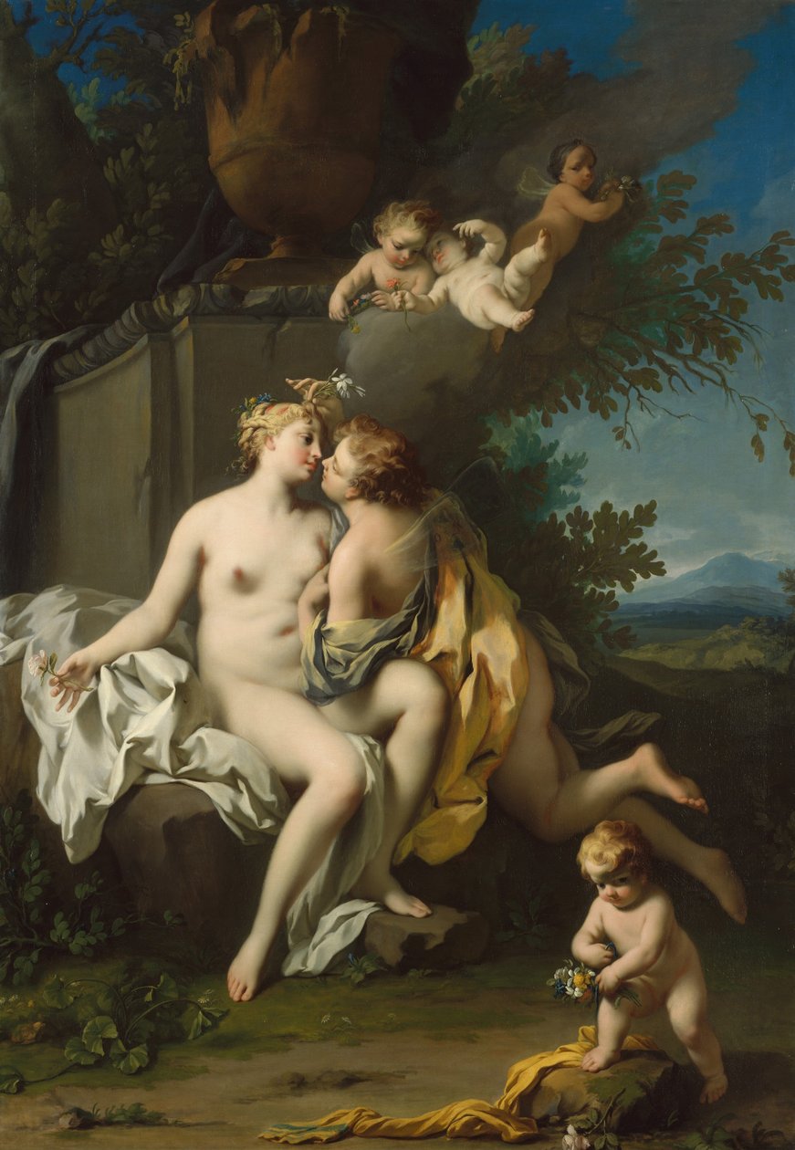 Flora and Zephyr, cca 1730 (olej na plátně) od Jacopo Amigoni