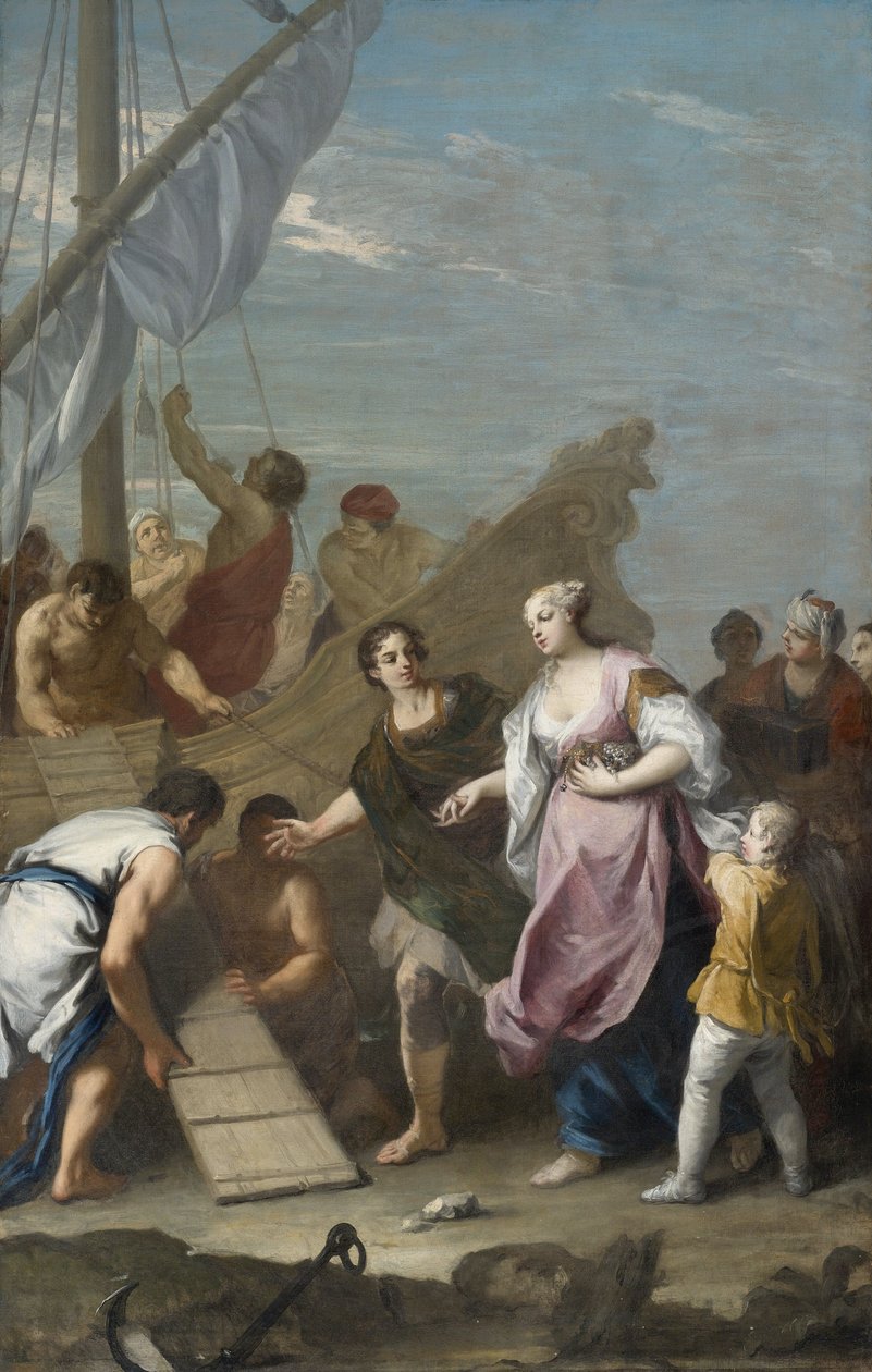 Trojská válka: "Únos Heleny" - Nalodění Heleny Trojské od Amigoni, Jacopo od Jacopo Amigoni