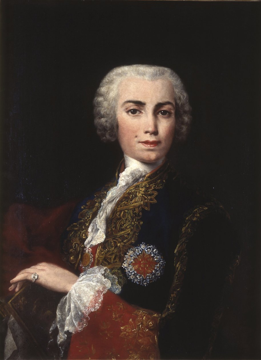 Portrét Carlo Broschi dit Farinelli, zpěvák kontraalto a soprán, kastrát Itálie (1705-1782) - Portrét zpěváka Farinelliho (Carlo Broschi) (1705-1782) - Amigoni, Jacopo (1675-1752) - 1750 - O Královská akademie výtvarných umění San F od Jacopo Amigoni