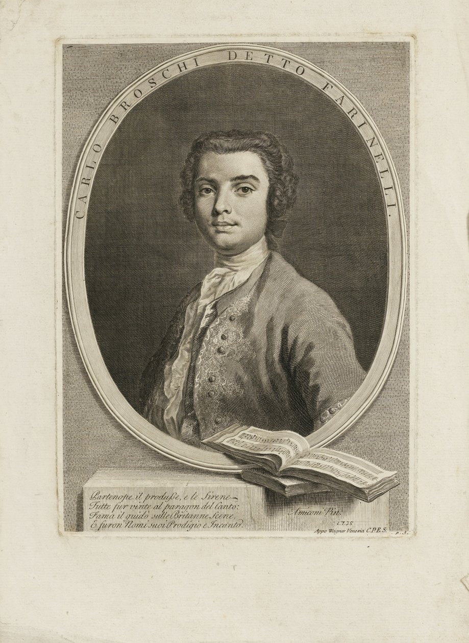 Portrét zpěváka Farinelliho Carlo Broschi 1705-1782, 1735 od Jacopo Amigoni