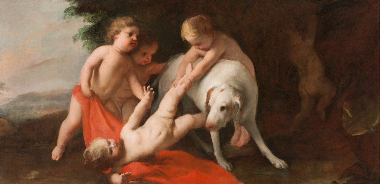 Putti si hraje se psem od Jacopo Amigoni