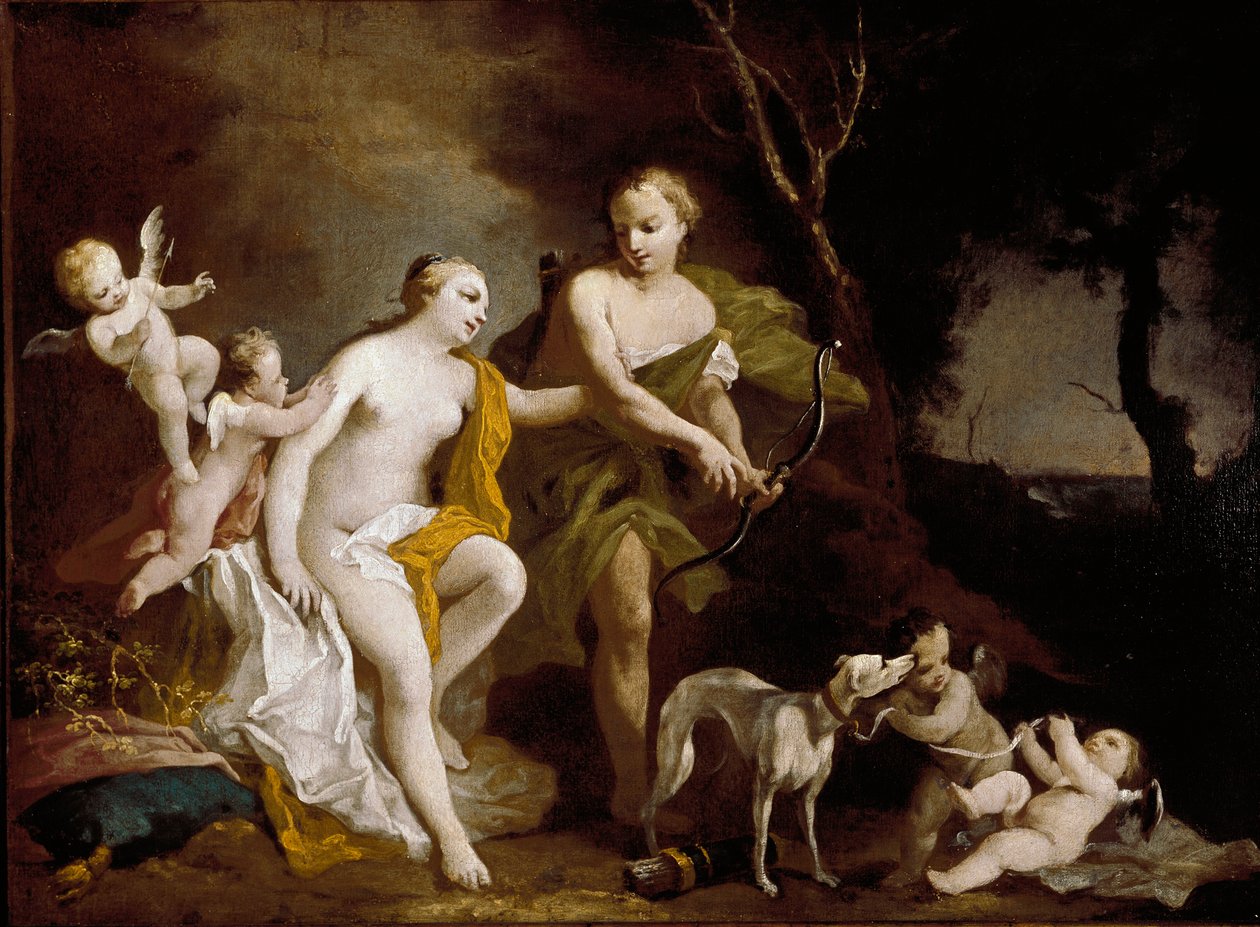 Venuše a Adonis (Olej na plátně od Jacopo Amigoni