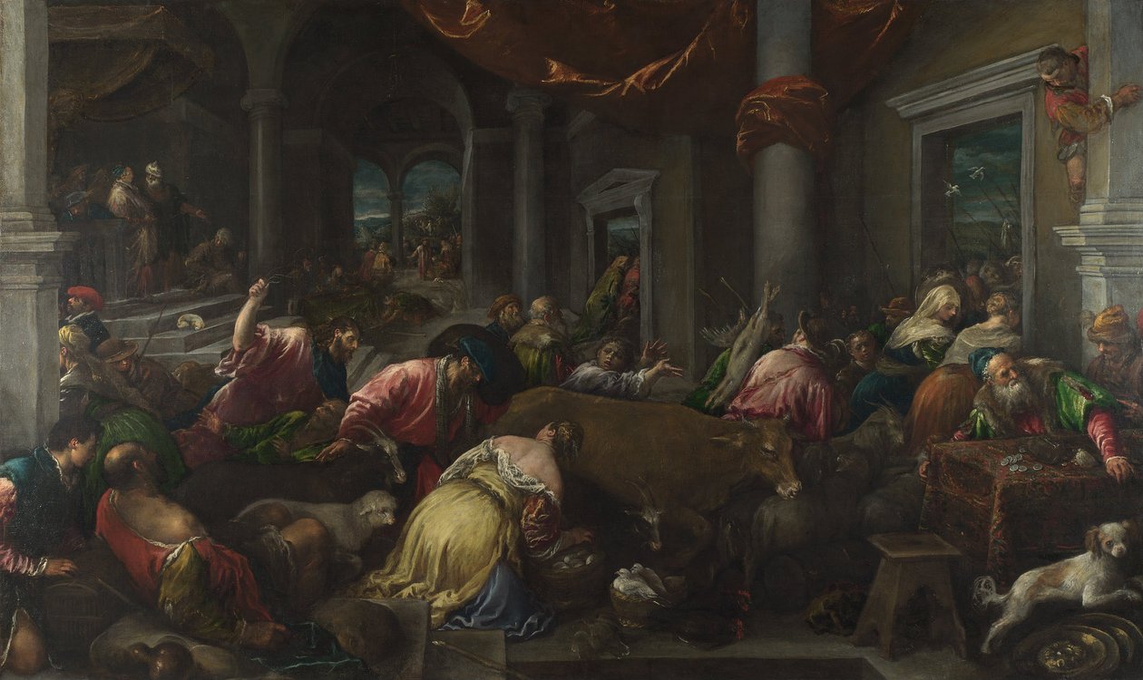 Očištění chrámu od Jacopo Bassano and workshop
