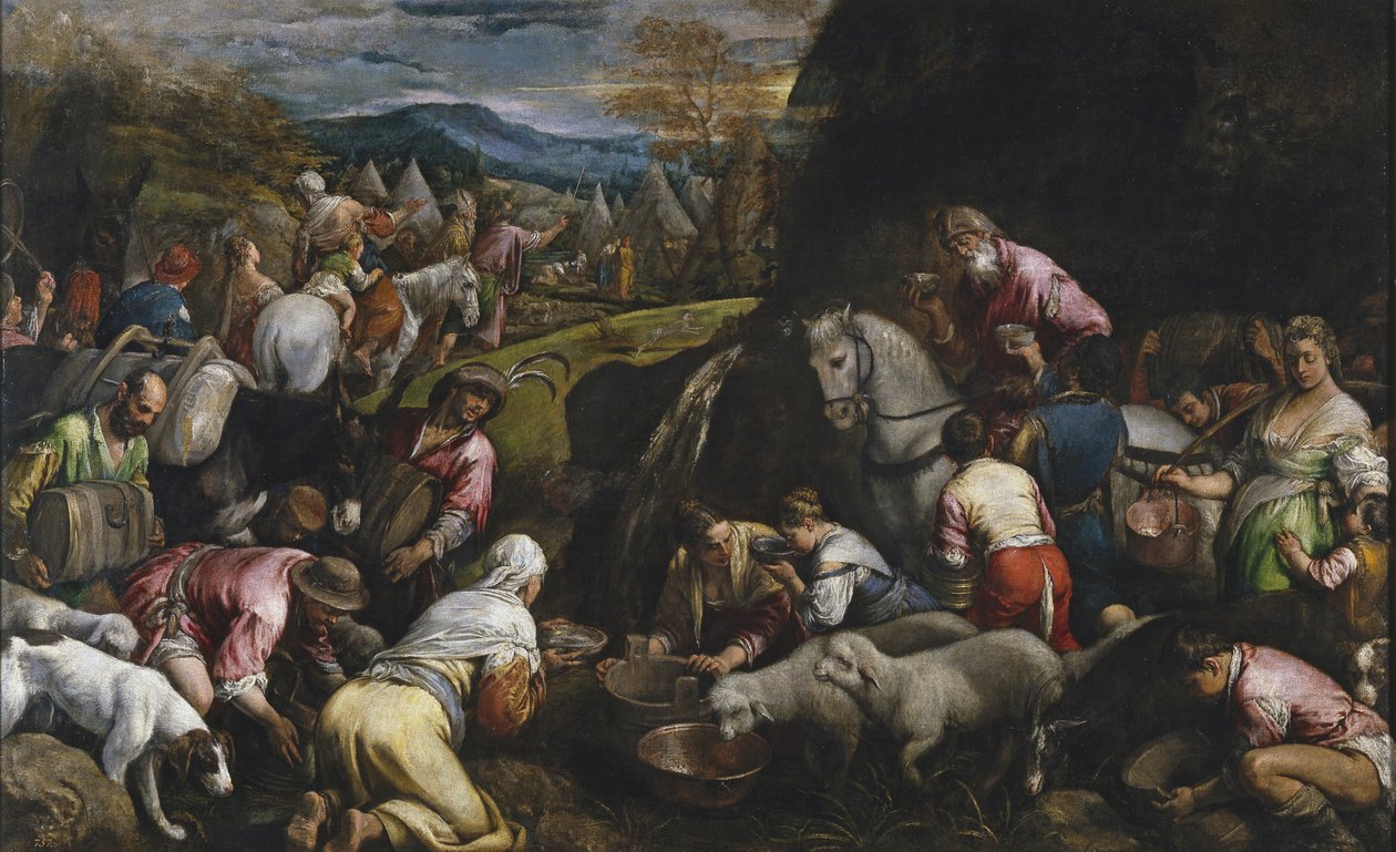 Mojžíš udeřil vodu ze skály od Jacopo Bassano il vecchio