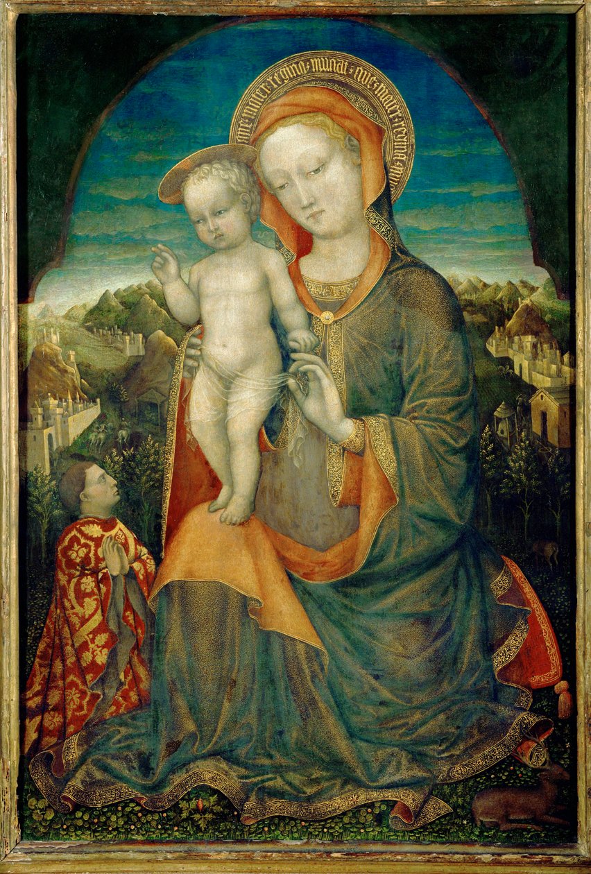 Panna Maria Pokorná a Dítě, které Leonello adoruje... od Jacopo Bellini