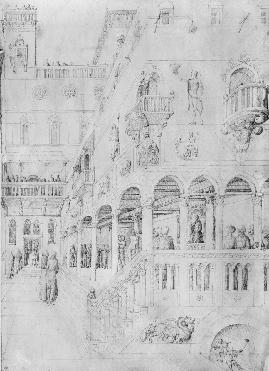 Bičování, z alba kreseb Jacopa Belliniho (pero a inkoust na pergamenu) od Jacopo Bellini