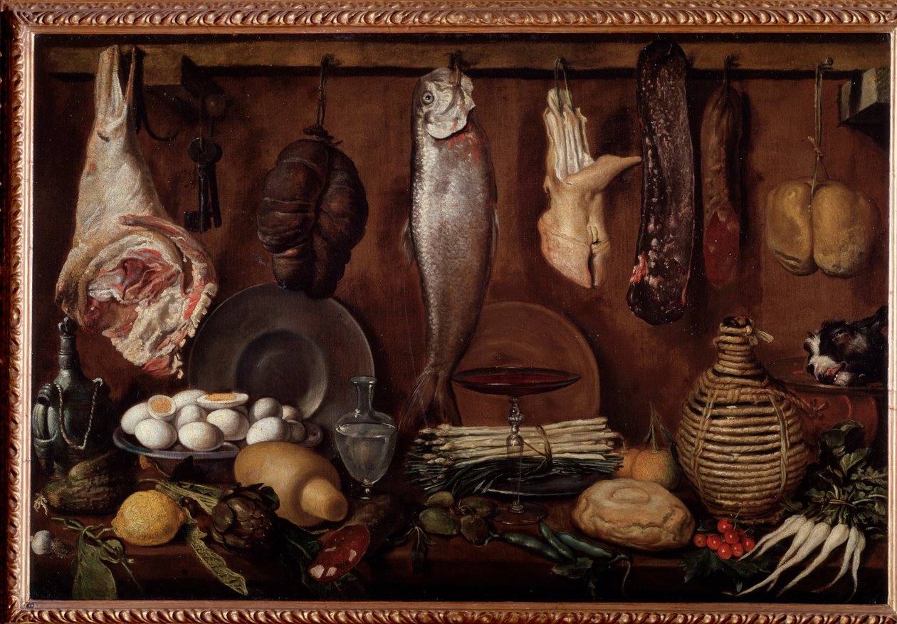 Sklad potravin a nádobí (malba od Jacopo Chimenti Empoli