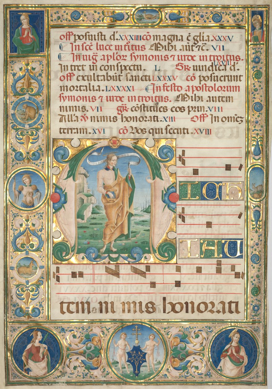 List z graduálu: Iniciála (M) se sv. Ondřejem (recto) od Jacopo Filippo d