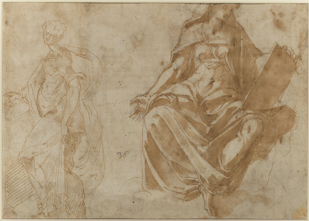 Svatá Cecílie a sedící ženská postava držící knihu od Jacopo Ianguidi Bertoia