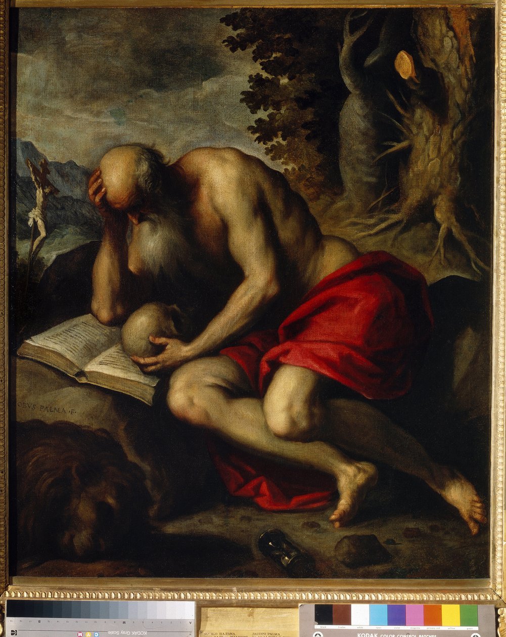Svatý Jeroným. Obraz Jacopo Palma il Giovane mladší (1544-1628), olej na plátně od Jacopo Il Giovane Palma