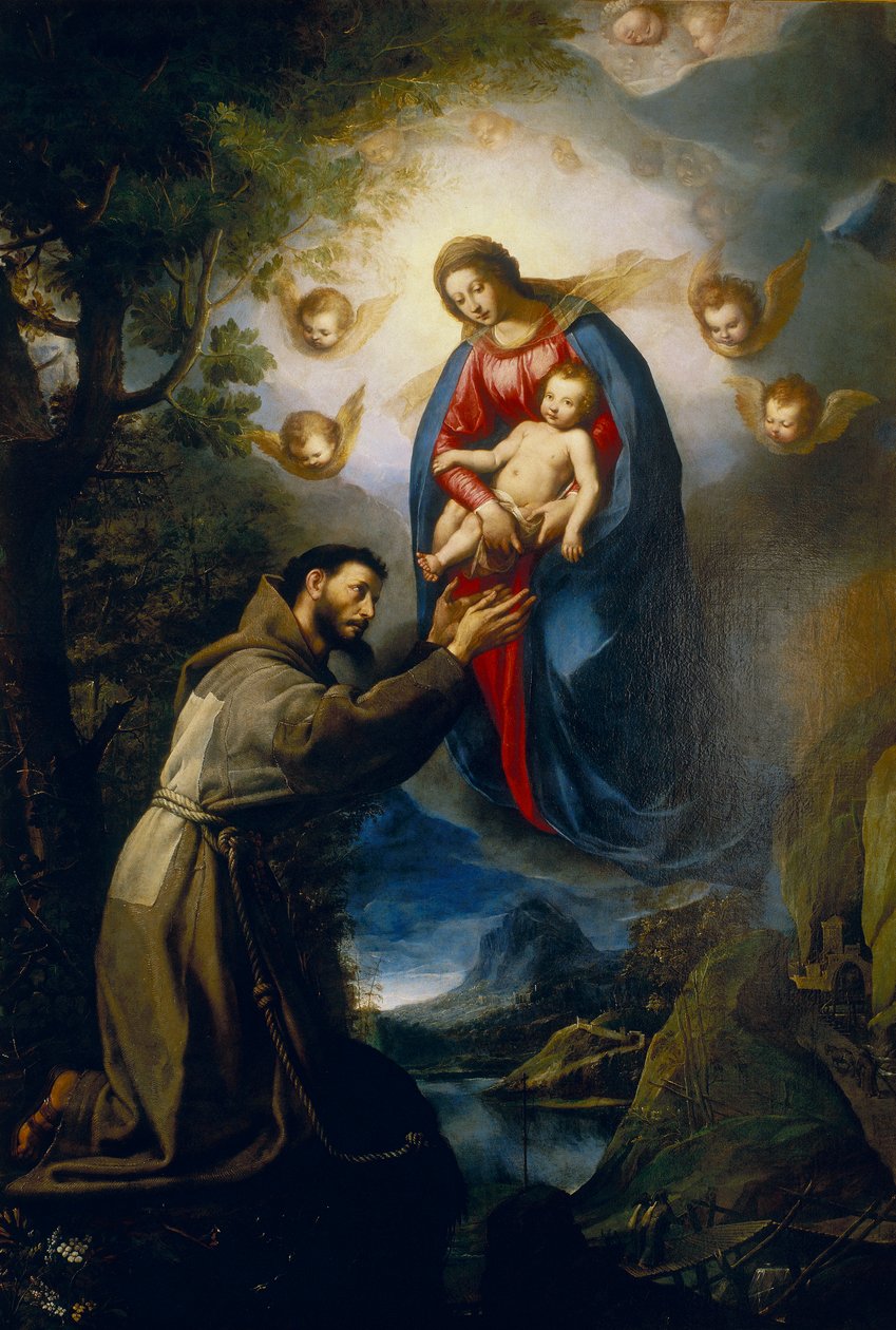 Zjevení Panny Marie svatému Františkovi od Jacopo Ligozzi