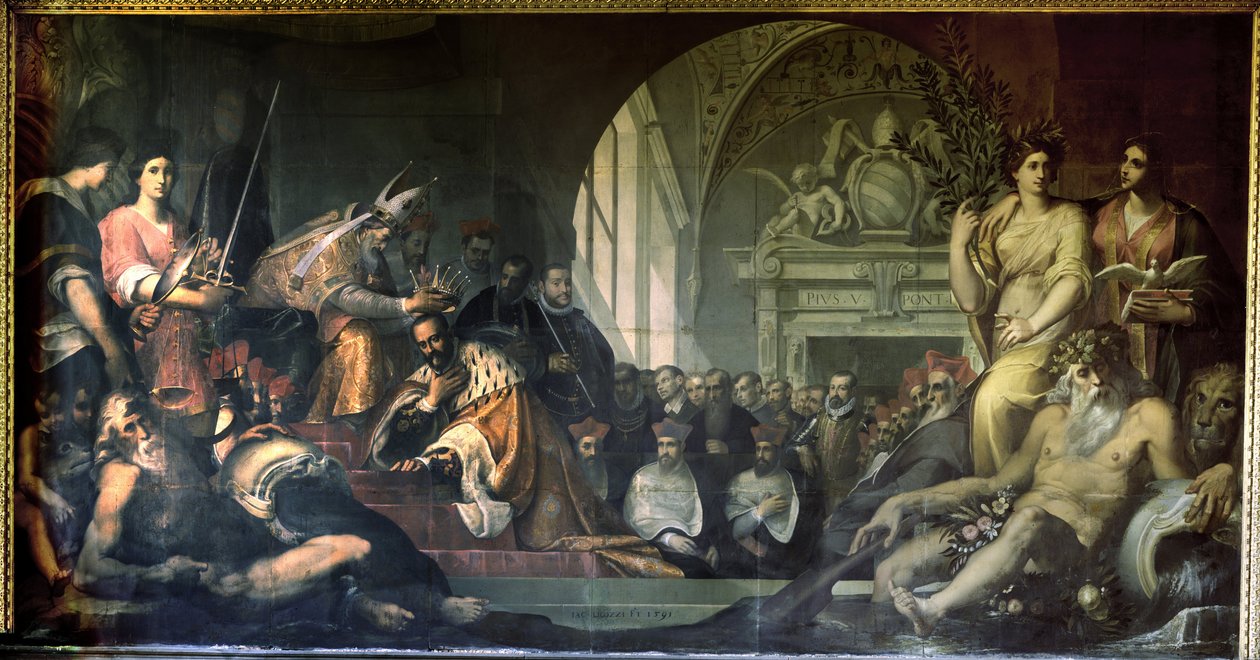 Cosimo I. de Medici přijímá papeže Pia V od Jacopo Ligozzi
