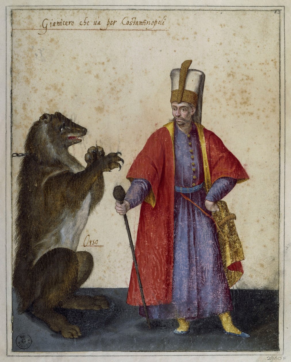 Janissery a medvěd, kresba Jacopo Ligozzi (1547-1626) od Jacopo Ligozzi