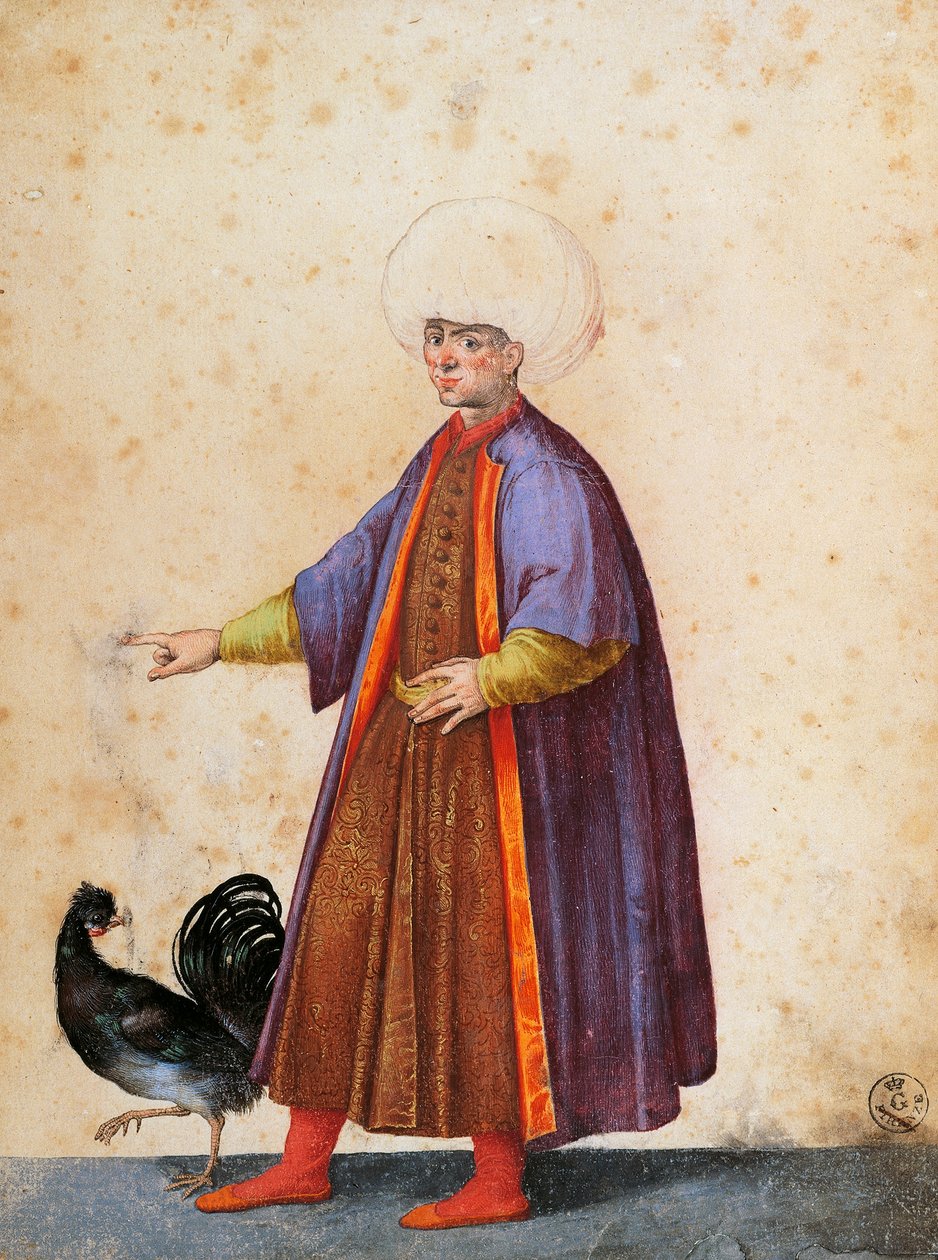 Turecký muž v turbanu, kresba Jacopo Ligozzi (1547-1627) od Jacopo Ligozzi