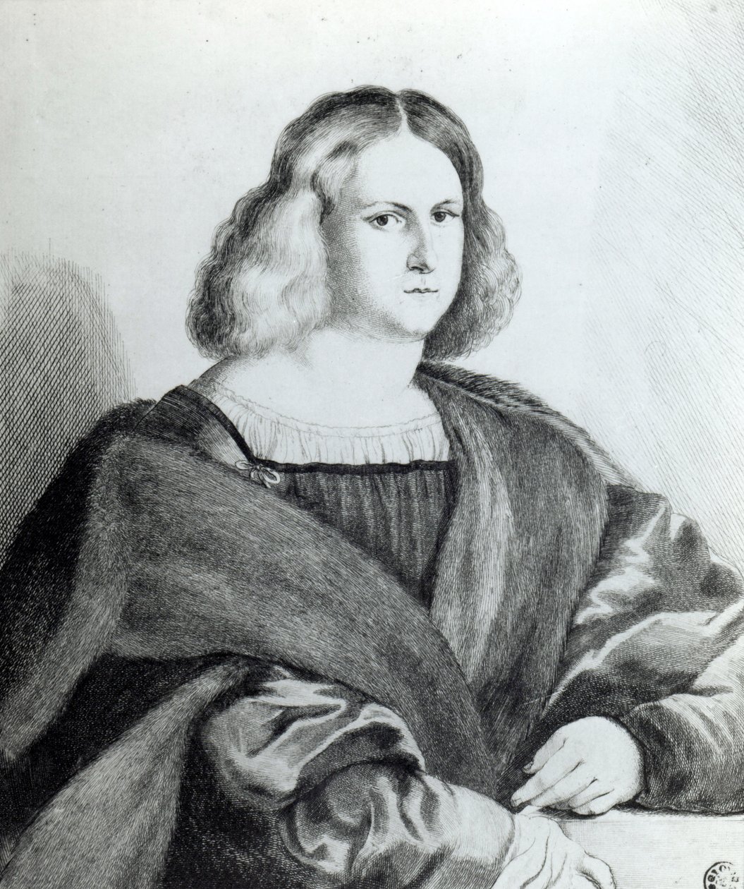 Portrét mladého muže, tisk Wenceslaus Hollar, 1650 od Jacopo Palma
