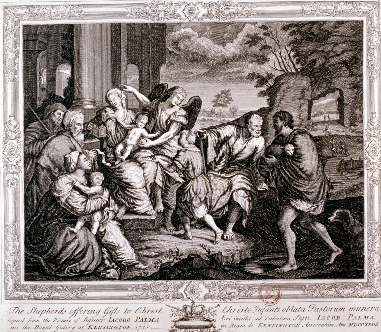 Pastýři nabízející dary Kristu, 1733 od Jacopo Palma