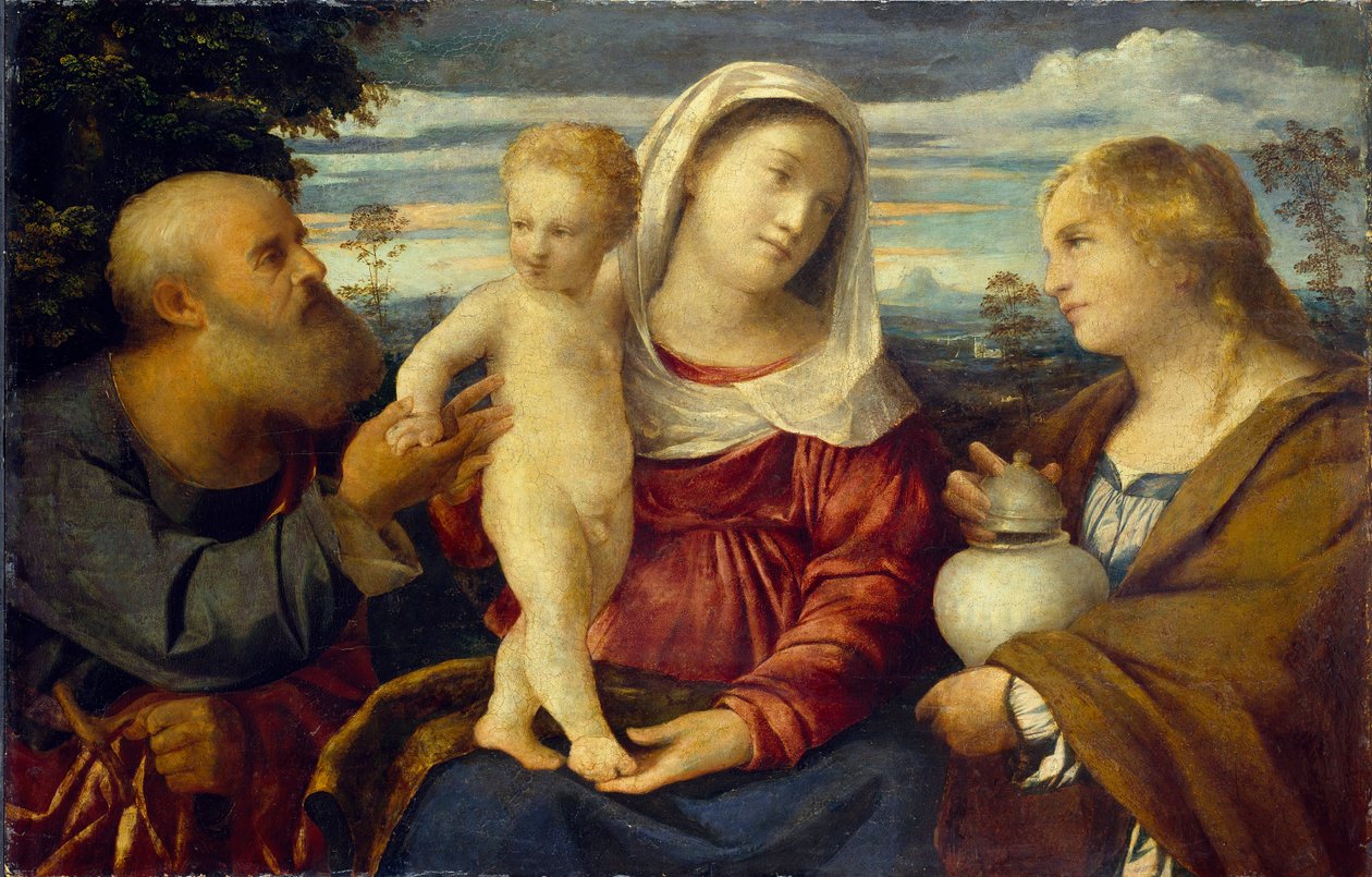 Svatá rodina se svatou Marií Magdalenou, c1513-1514. od Jacopo Palma il Vecchio