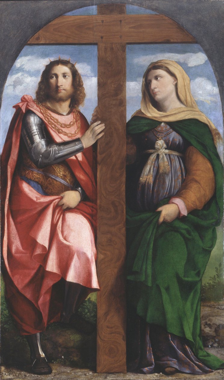 Povýšení kříže. Svatí Konstantin Veliký a Helena, 1520-1522. od Jacopo Palma il Vecchio the Elder
