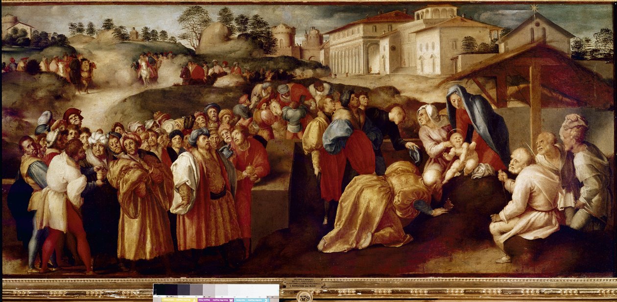 Klanění tří králů (olej na dřevě od Jacopo Pontormo