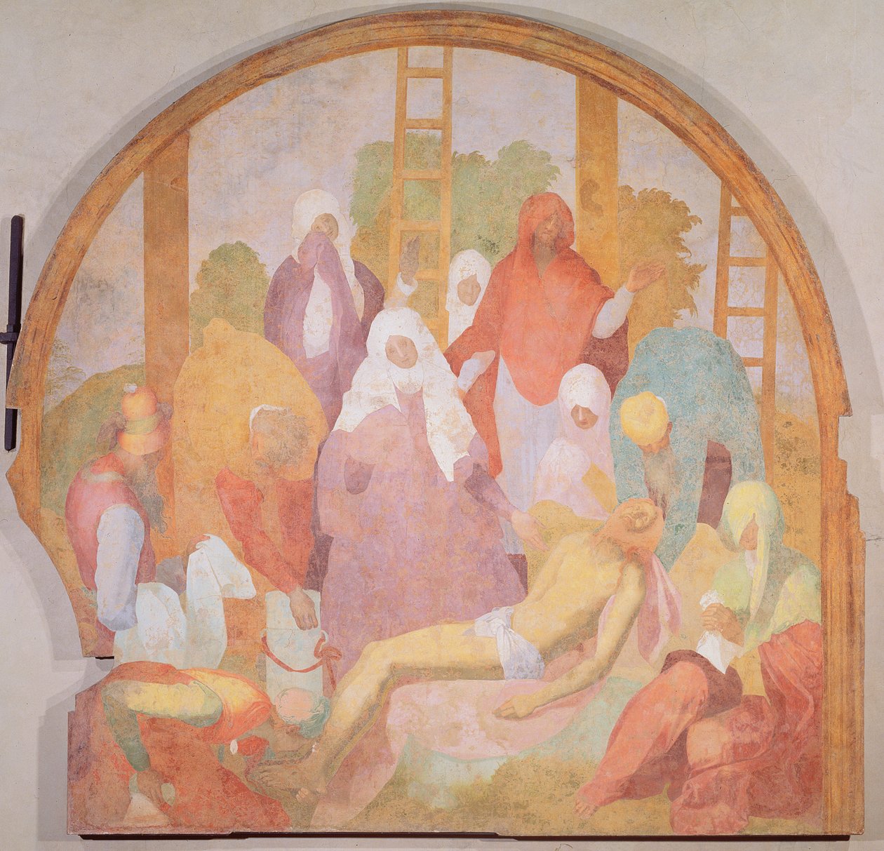 Depozice, luneta z freskového cyklu Pašije, 1523-6 od Jacopo Pontormo