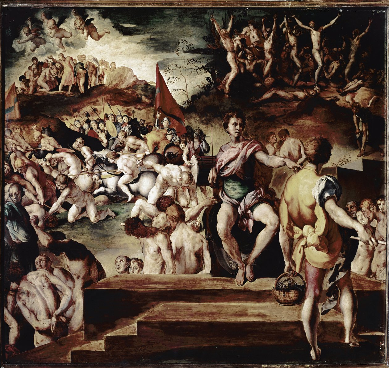 Umučení svatého Mořice a legendární římské thébské legie aneb mučednická smrt jedenácti tisíc (tempera na dřevě od Jacopo Pontormo