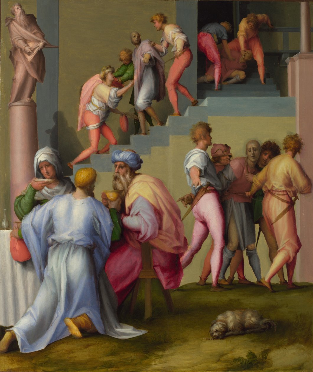 Faraon se svým komorníkem a pekařem ze scén z příběhu o Josefovi, cca 1515 od Jacopo Pontormo