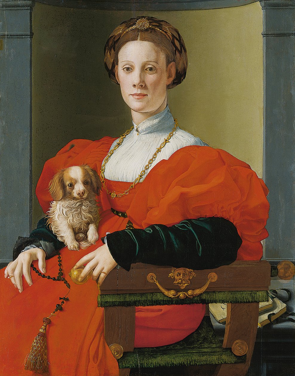 Portrét ženy s malým psem od Jacopo Pontormo